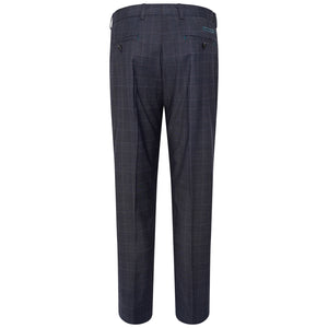 Harry Brown Trousers in Navy/Burgundy Check