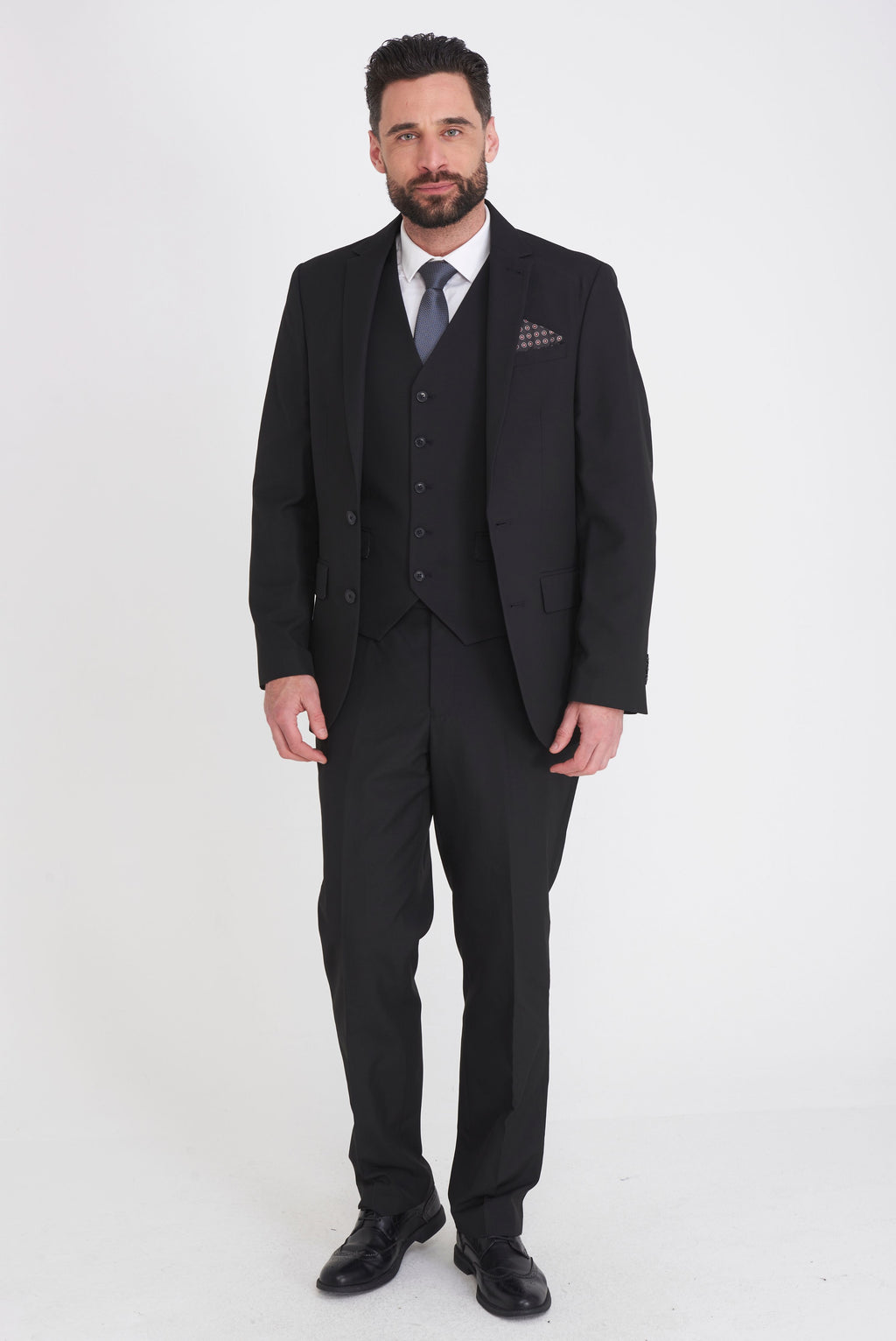 Carter & Jones Black  Big & Tall Three Piece Tailored Fit Suit RRP £249