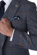 Load image into Gallery viewer, Callum Harry Brown Grey &amp; Orange Check Three Piece Suit RRP £259
