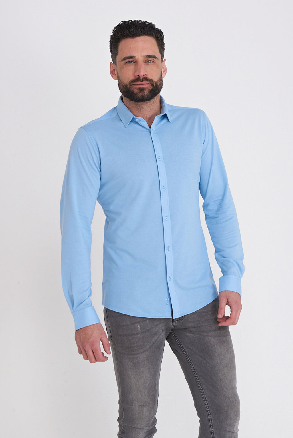Harry Brown Pique Shirt in Light Blue RRP £80