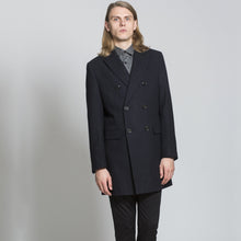 Load image into Gallery viewer, Harry Brown Navy Double Breasted Wool Coat RRP £135
