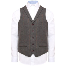 Load image into Gallery viewer, Harry Brown Grey-Brown Check Wool Blend Waistcoat RRP £69
