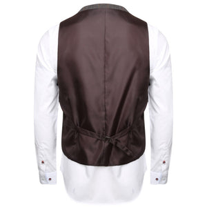 Harry Brown Grey-Brown Check Wool Blend Waistcoat RRP £69