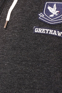Grey Hawk Cotton Fleece Lined Zipped Hoodie Extra Tall in Charcoal RRP £65.99