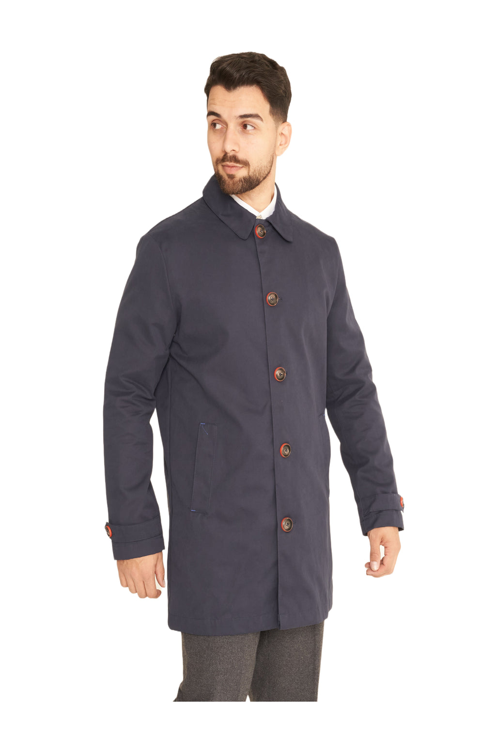 Harry Brown Men's Navy Blue Single Breasted Trench Coat RRP £179