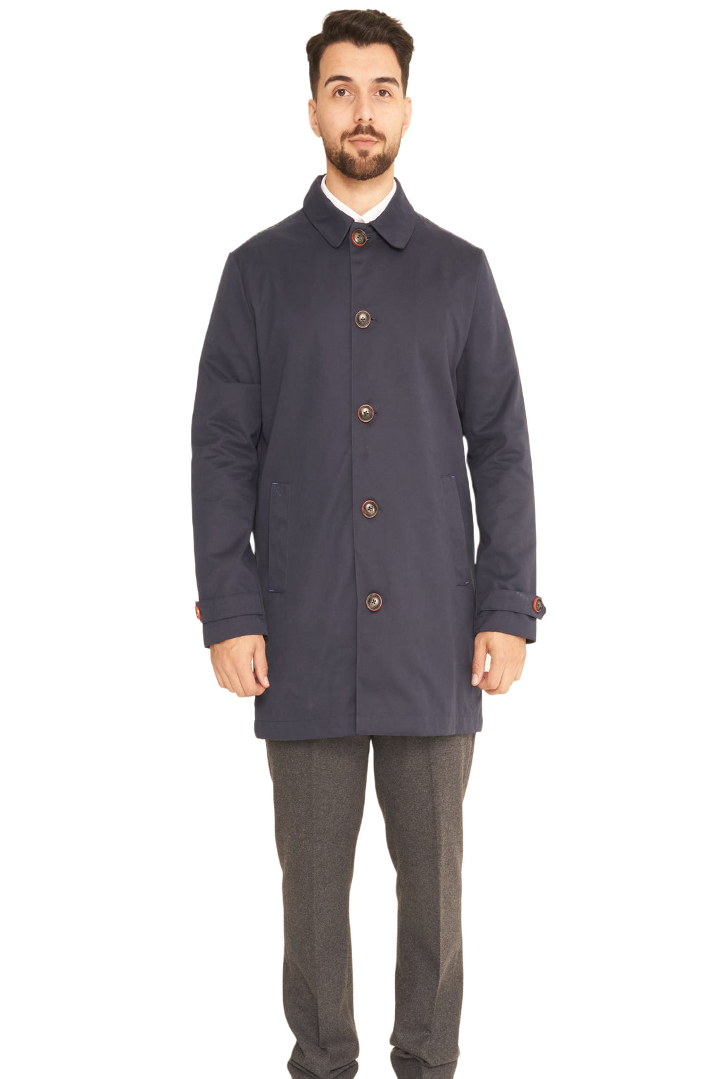 Harry Brown Men's Navy Blue Single Breasted Trench Coat RRP £179