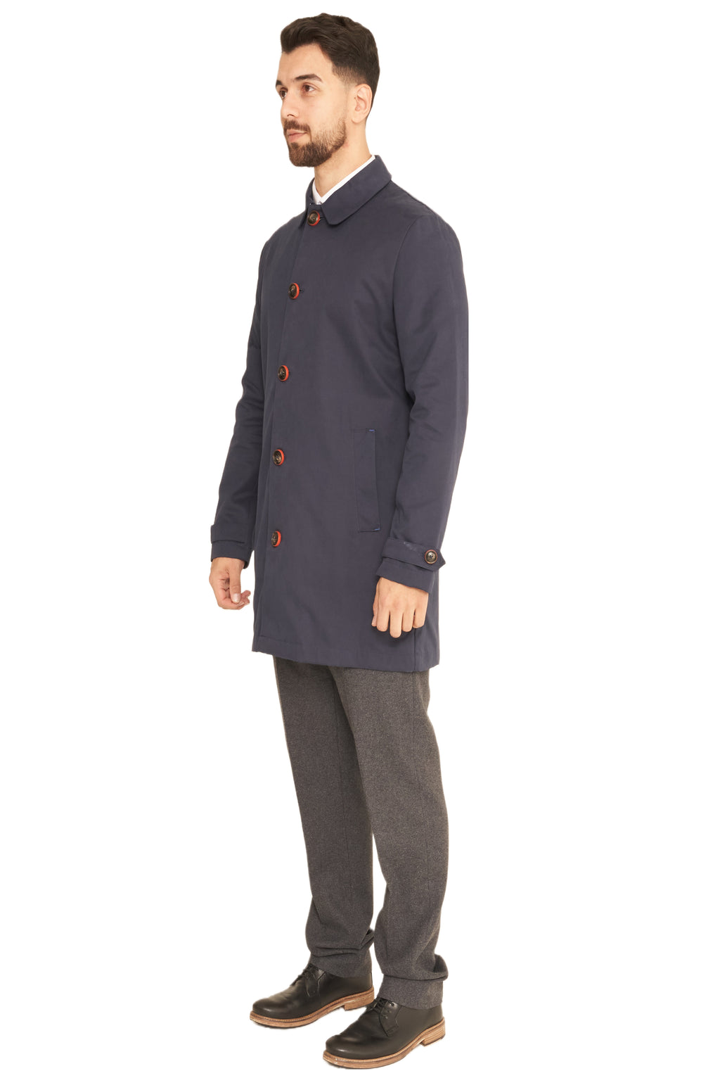 Harry Brown Men's Navy Blue Single Breasted Trench Coat RRP £179