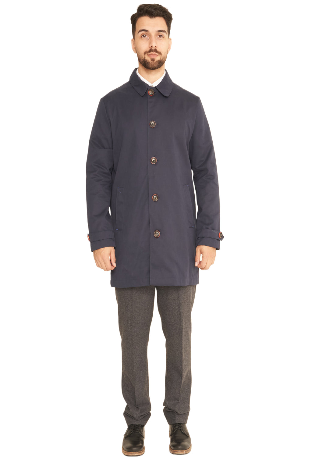 Harry Brown Men's Navy Blue Single Breasted Trench Coat RRP £179