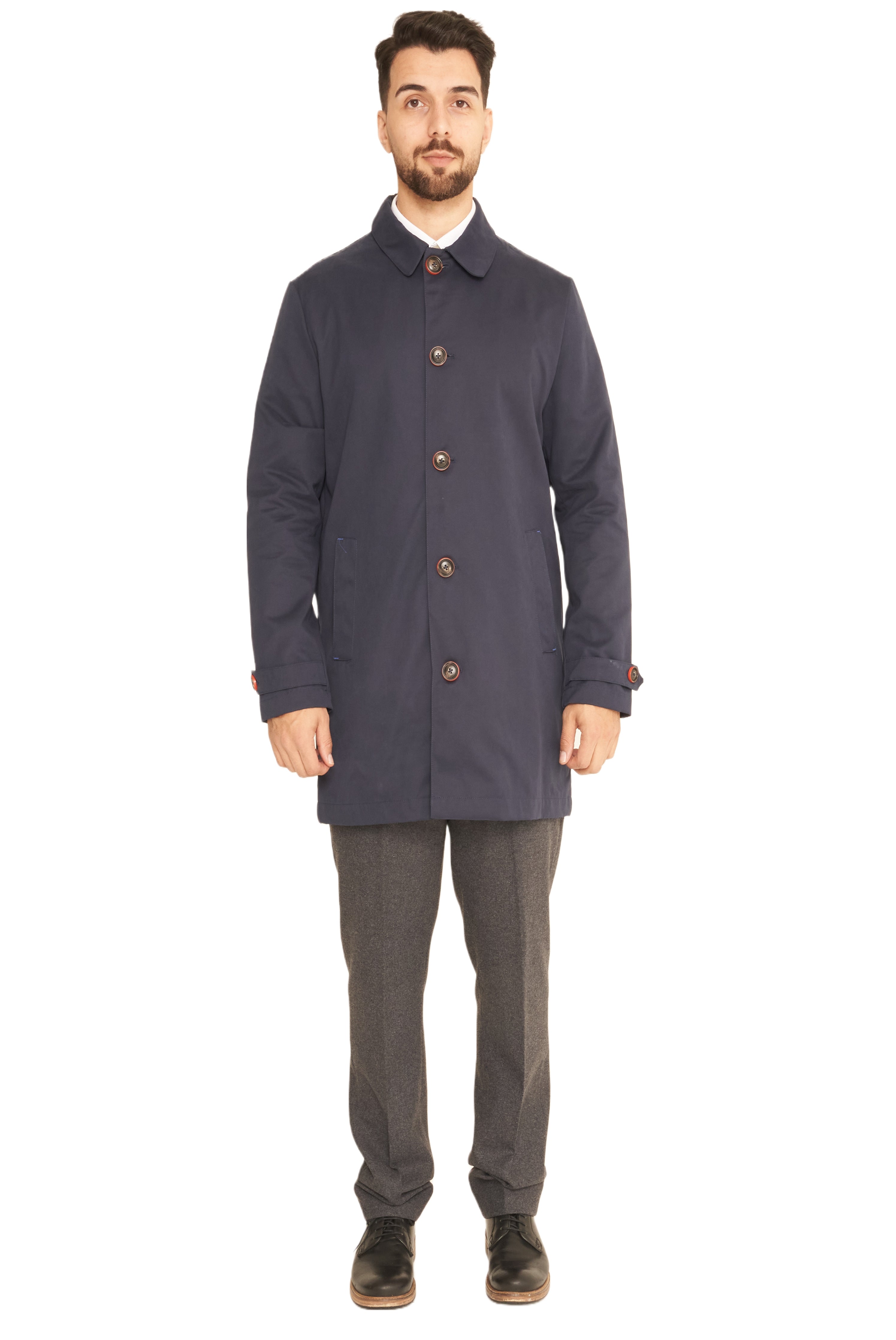 Harry Brown Men's Navy Blue Single Breasted Trench Coat RRP £179