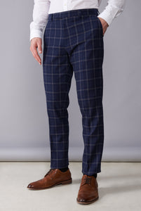 Tyler Navy Check Three Piece Suit RRP £299
