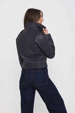 Load image into Gallery viewer, Elle Armin Leather Biker Jacket in Blue RRP £299
