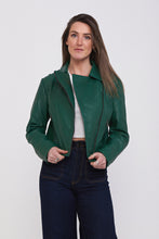 Load image into Gallery viewer, Elle Armin Leather Biker Jacket in Light Bottle RRP £299
