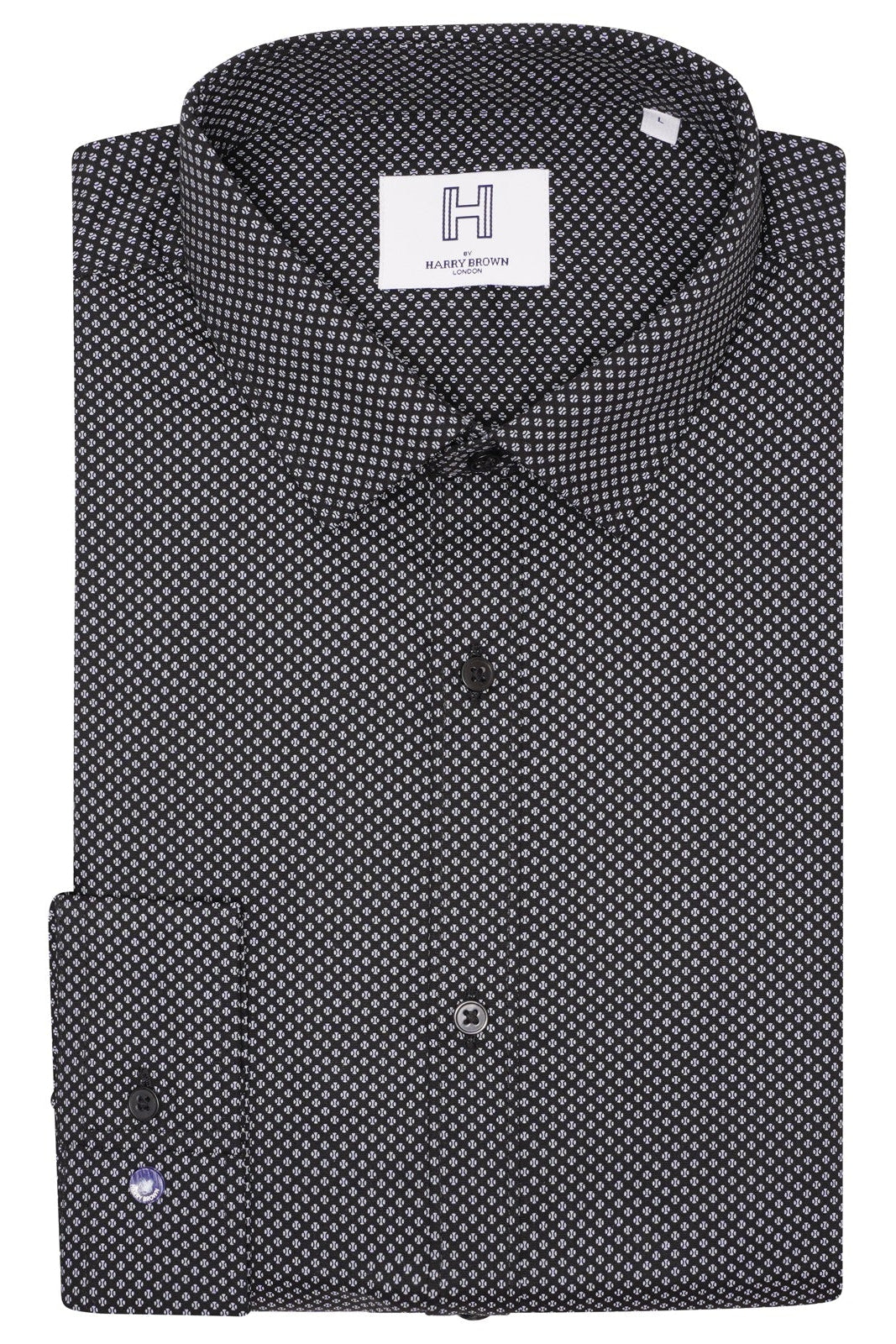 Harry Brown Micro Dot Slim Fit Shirt in Black