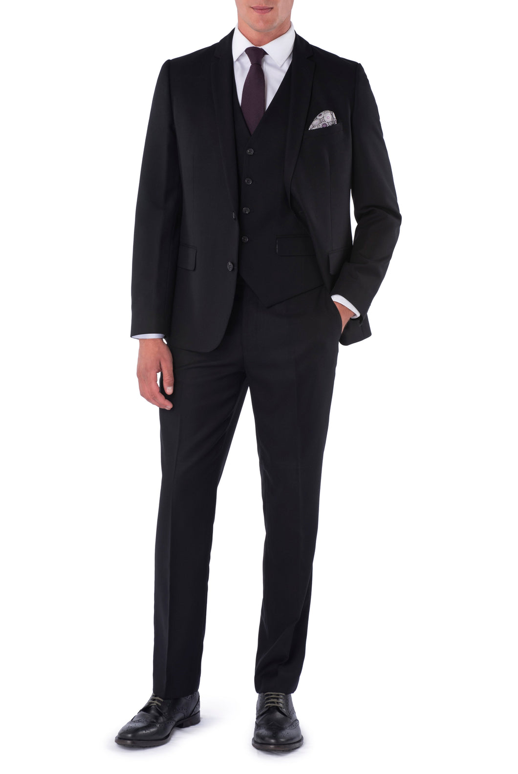 Caleb Harry Brown Black Three Piece Slim Fit Suit RRP 299