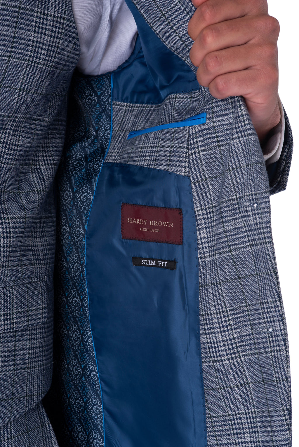 Joseph Harry Brown Blue & Black Check Wool  Slim Fit Suit RRP £299