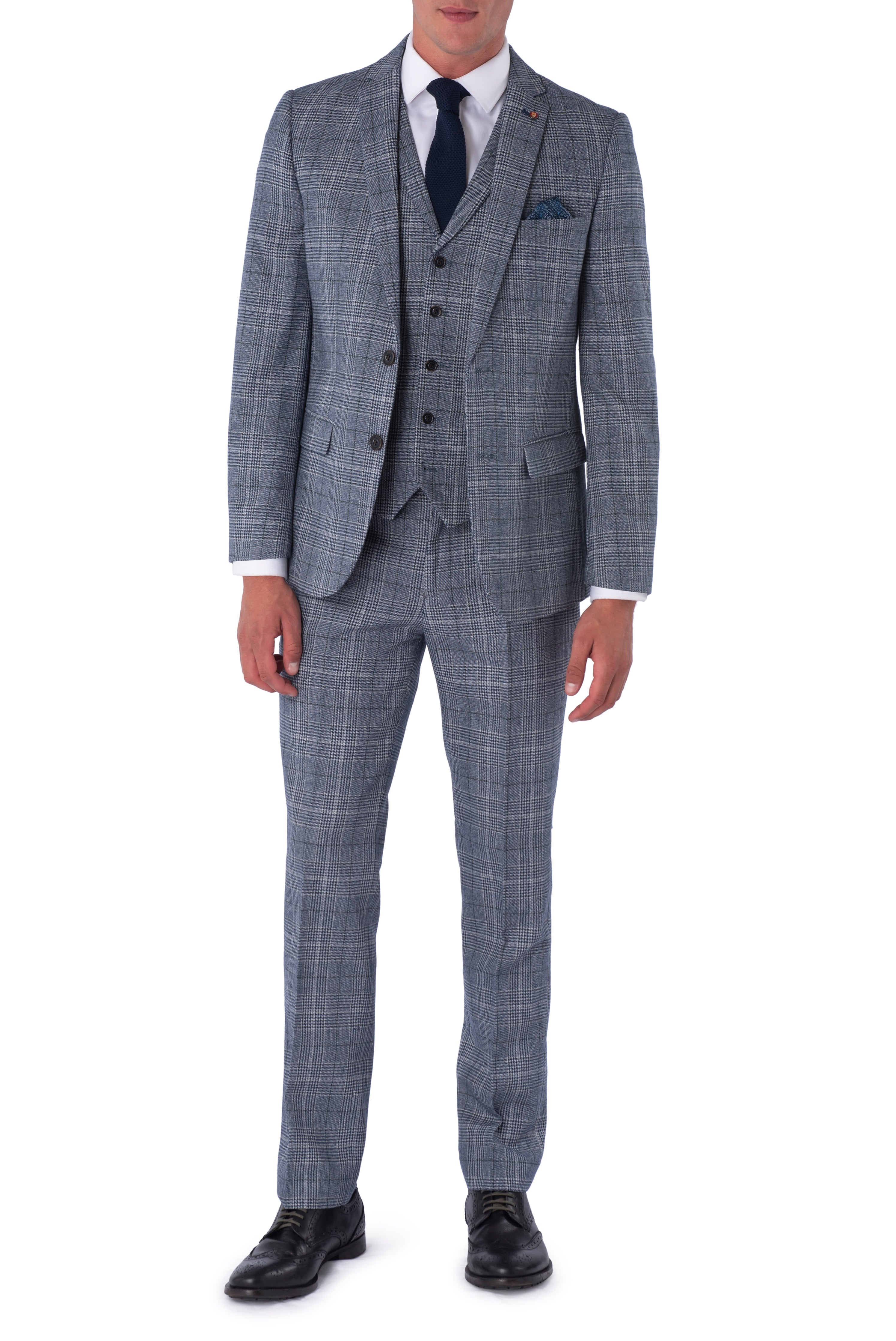 Joseph Harry Brown Blue & Black Check Wool  Slim Fit Suit RRP £299