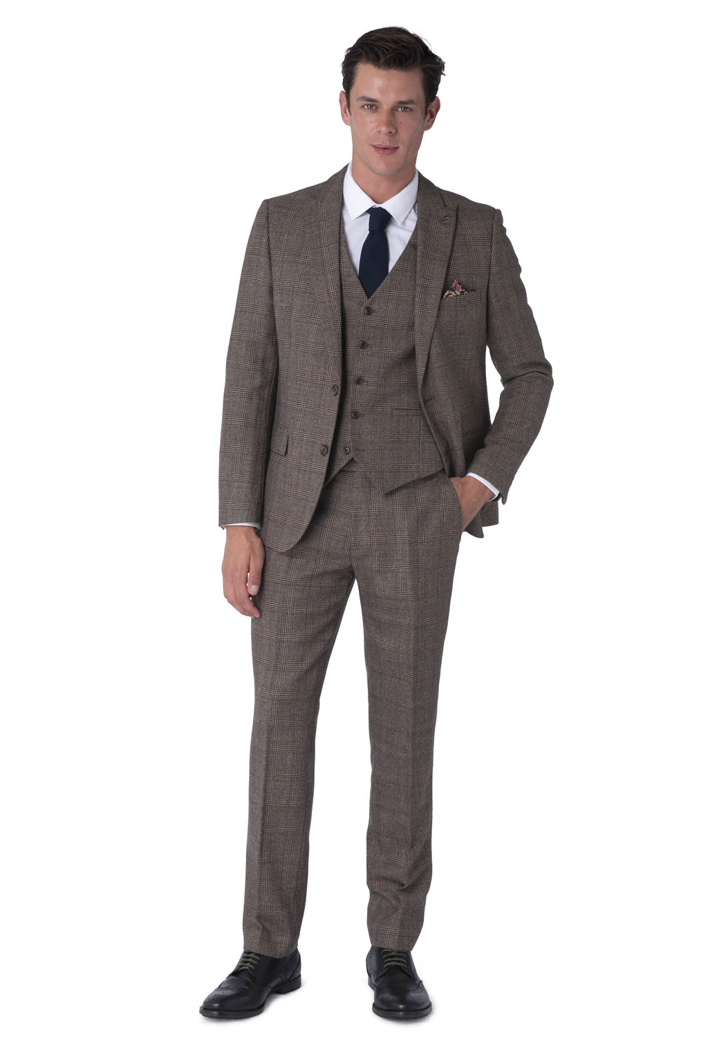 Jude Harry Brown Brown Check 100% Wool Suit RRP £299