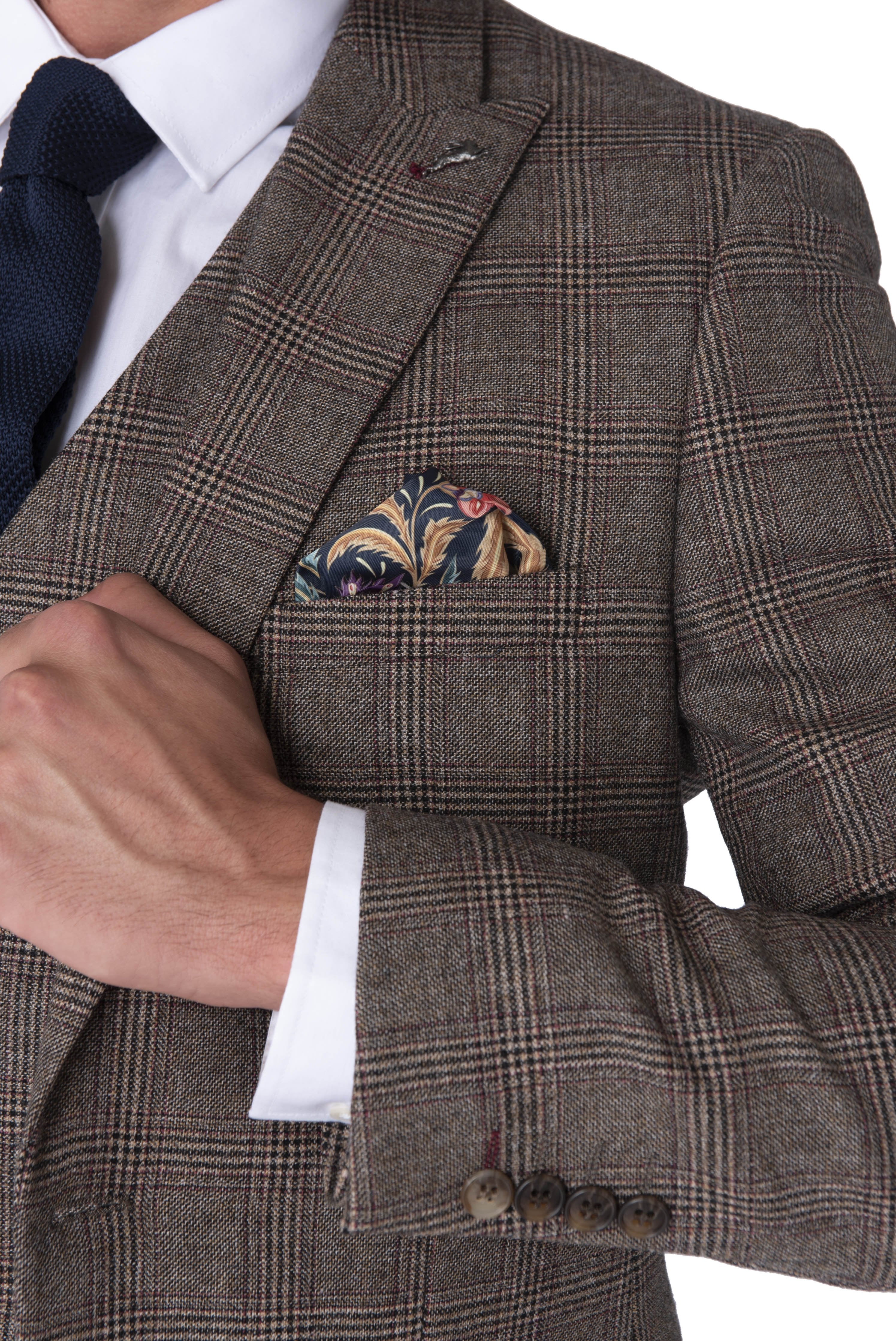 Jude Harry Brown Brown Check 100% Wool Suit RRP £299