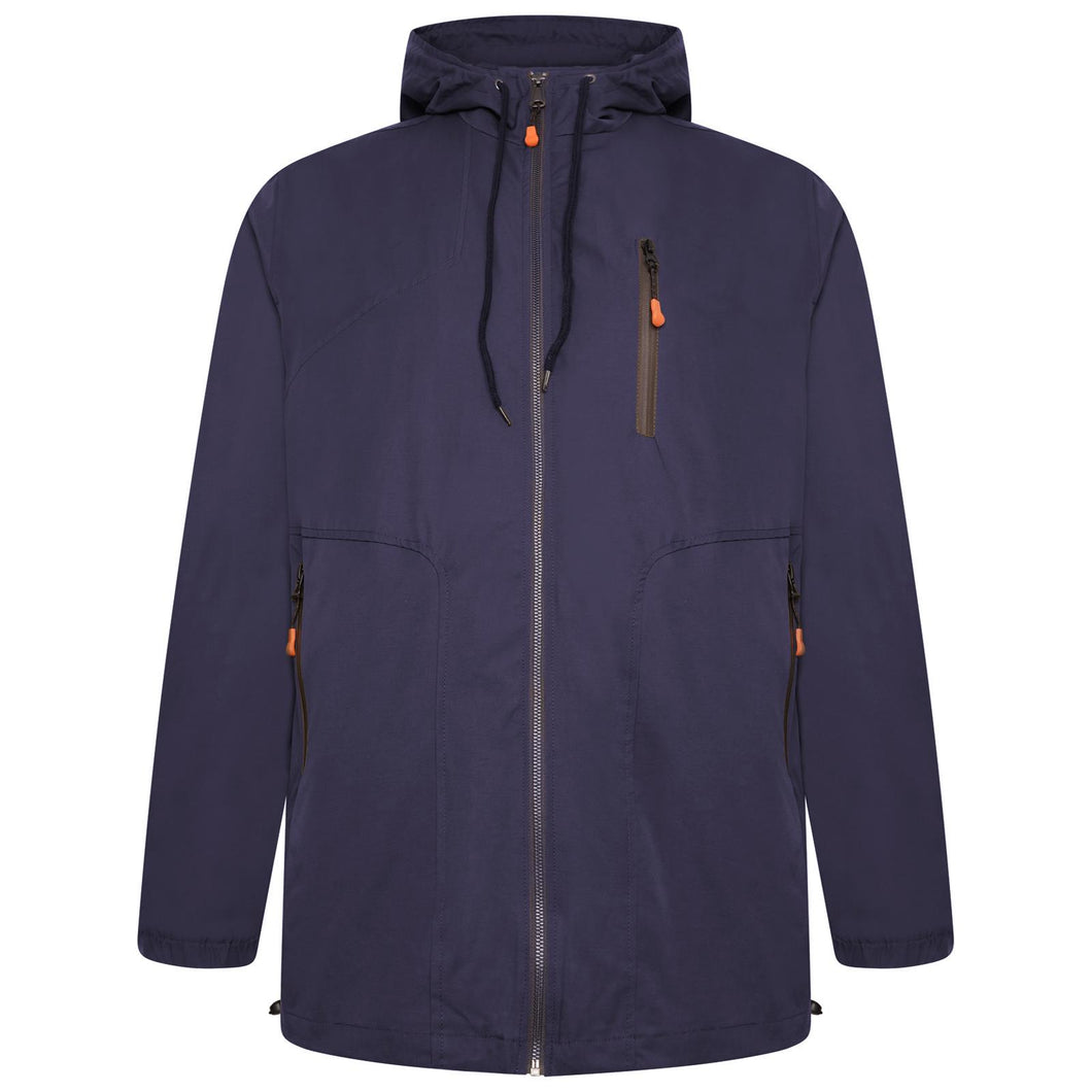 Grey Hawk Water Resistant Cotton Zip Hooded Jacket Extra Tall in Navy RRP £160