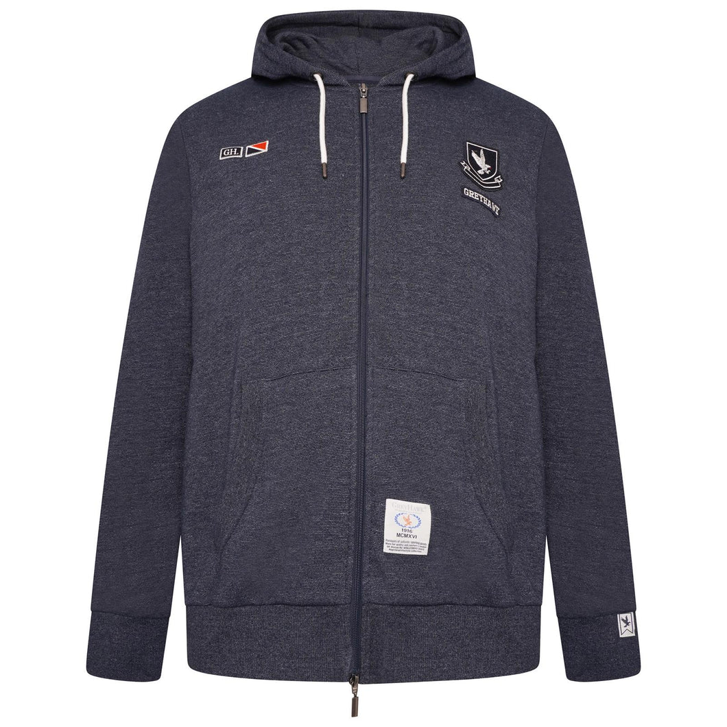 Grey Hawk Cotton Fleece Lined Zipped Hoodie Extra Tall in Navy RRP £65.99