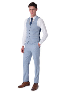 Nathan Harry Brown Blue Check Three Piece Slim Fit Suit RRP £259