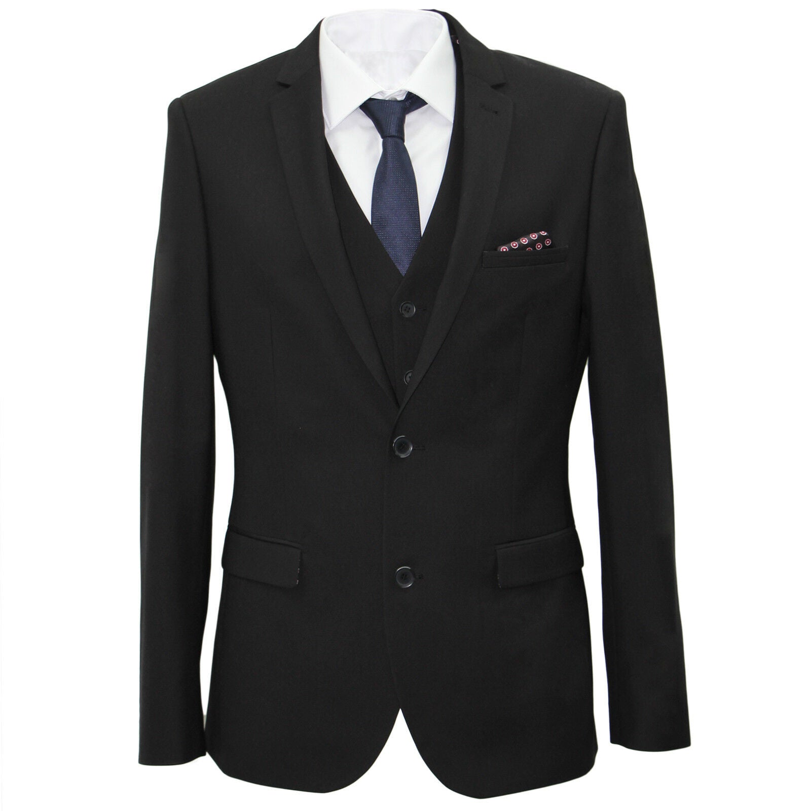 Carter & Jones Black  Big & Tall Three Piece Tailored Fit Suit RRP £249