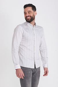 Harry Brown Cotton Twill Striped Shirt in Grey RRP £80
